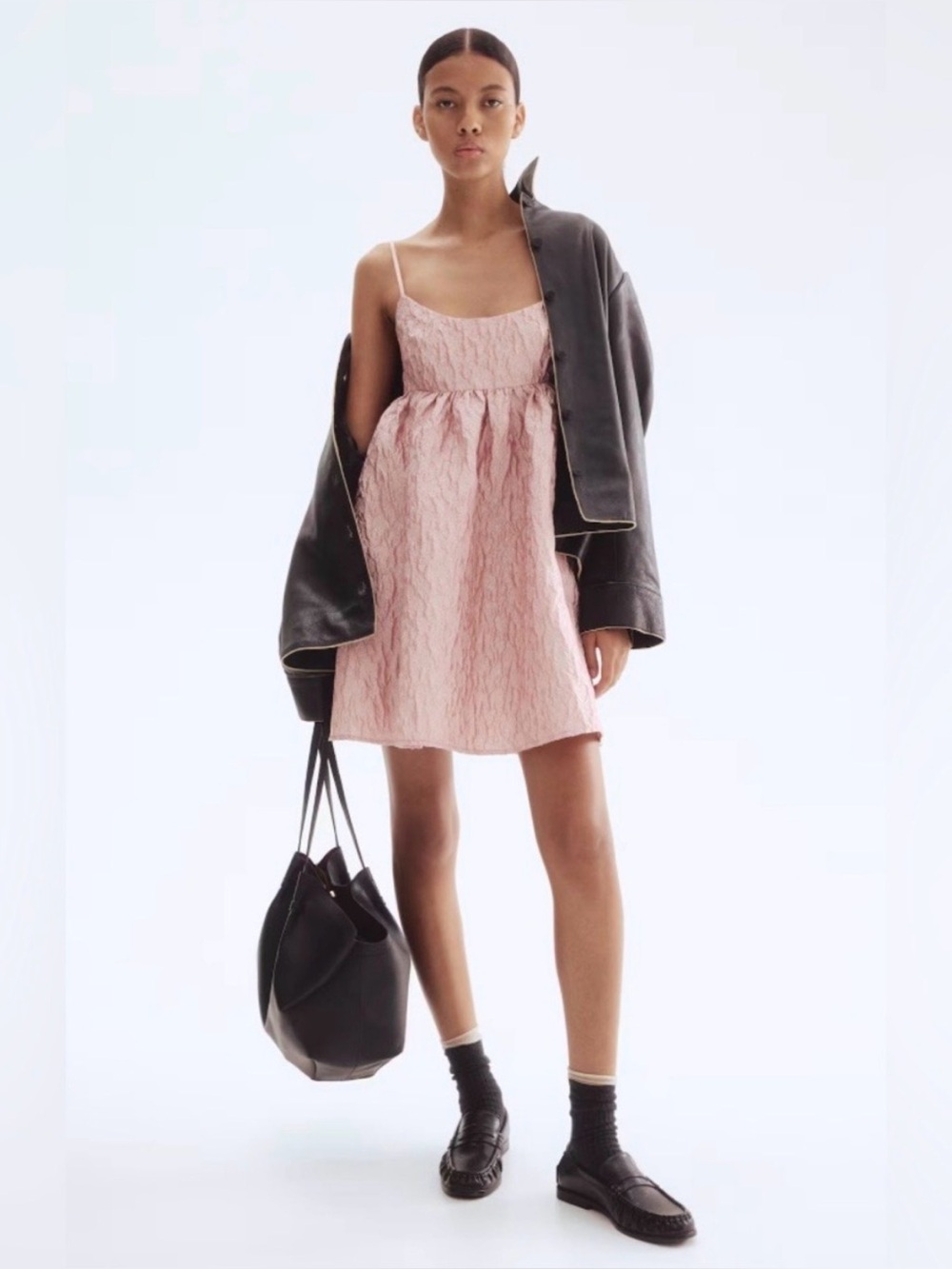 NWT Pink Jacquard babydoll Mini Dress